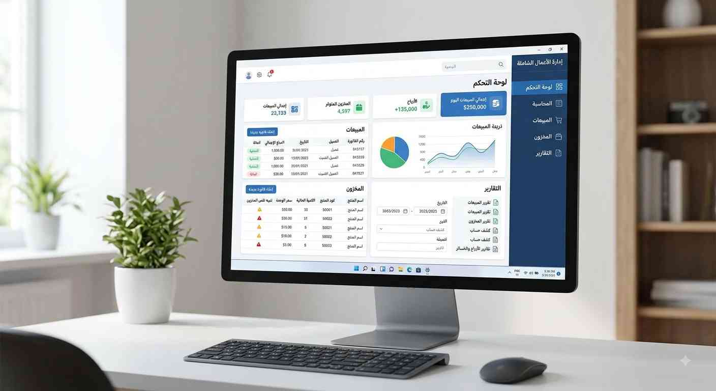 برنامج إدارة الحسابات والمبيعات والمخازن